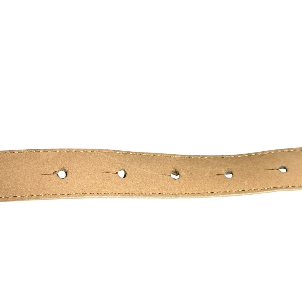 Vintage Brighton Concho Belt Womens S Beige Silver Tone Heart Leather Boho